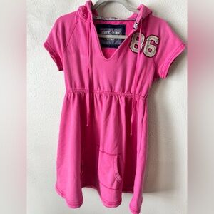 Rare! Y2K  VS Pink V-Neck Hoodie Dress with 86 Patch Size M